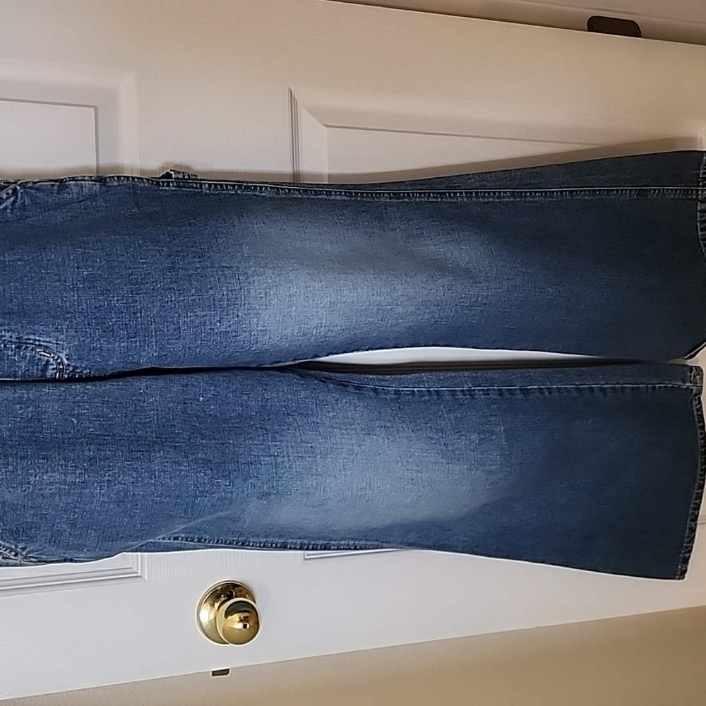 Old Navy Classic Blue Denim Flare Overalls, Size 16 - Picture 3 of 10